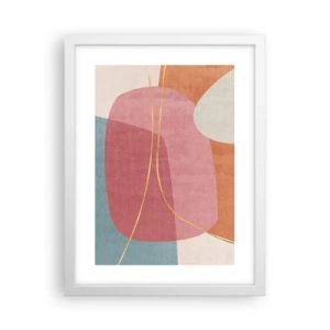 Póster en marco blanco - Composición en pastel con hilos de oro - 30x40 cm