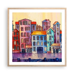 Póster en marco roble claro - Una ciudad como un cuento de hadas - 60x60 cm