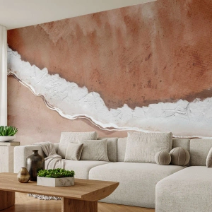 Fotomural Premium Canvas - Textura de arena con acentos blancos. - 100x70cm - En colores terrosos - Decoración de pared moderna para salón y dormitorio ARTTOR