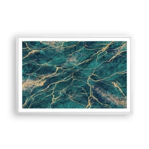 Póster en marco blanco - Riachuelos de oro - 91x61 cm