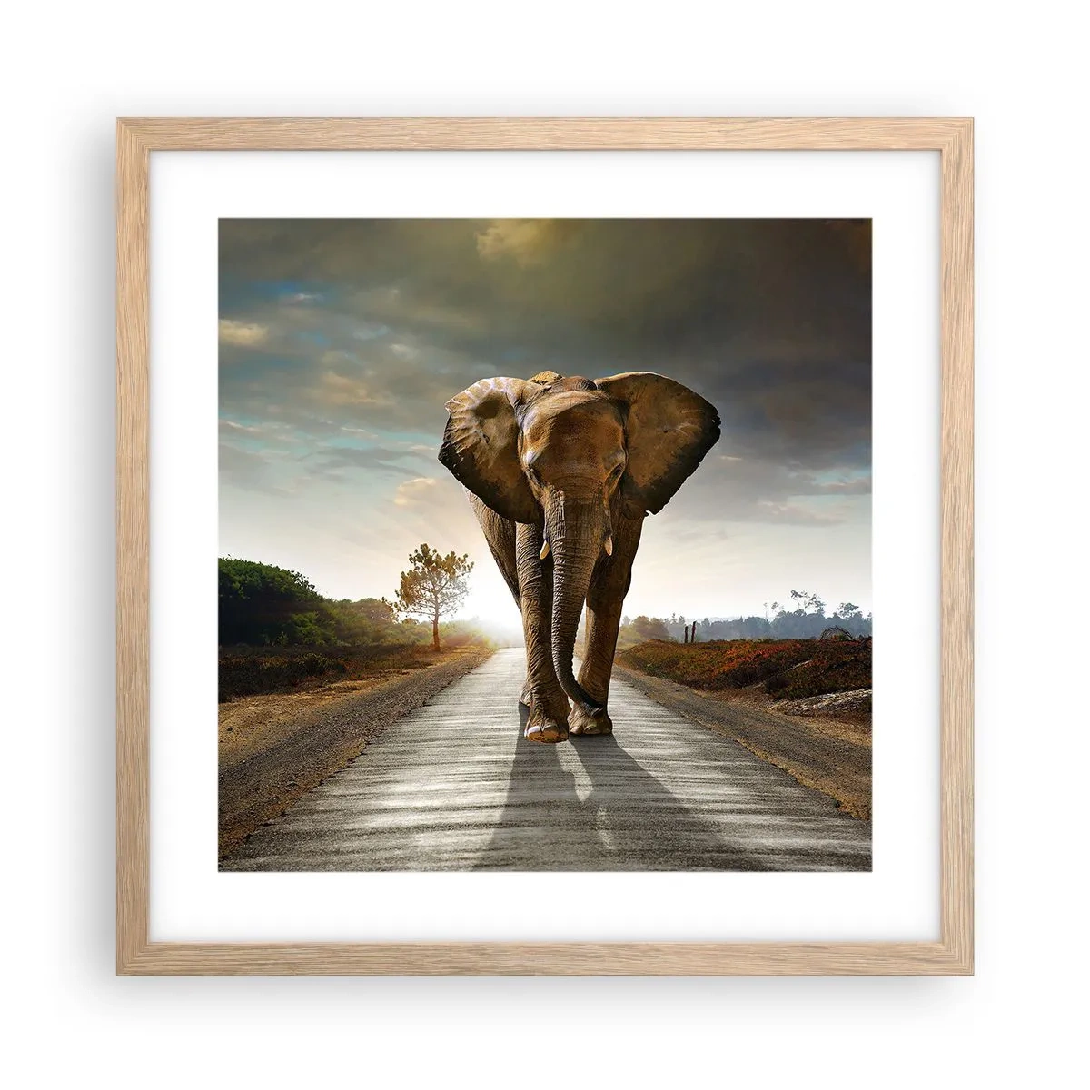 Póster en marco roble claro - Y para nada en un almacén de porcelana - 40x40 cm