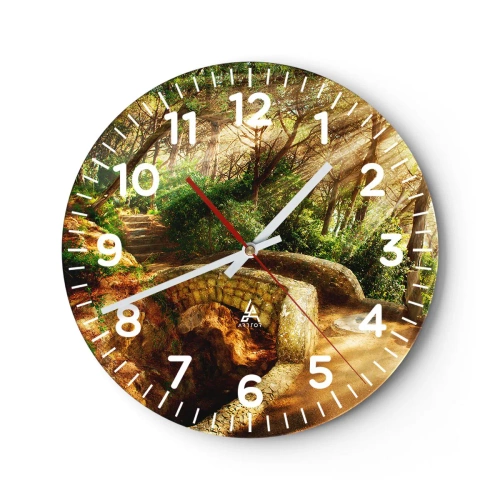 Reloj de pared - Reloj de vidrio - Directamente desde el puente hacia el bosque de las hadas - 40x40 cm
