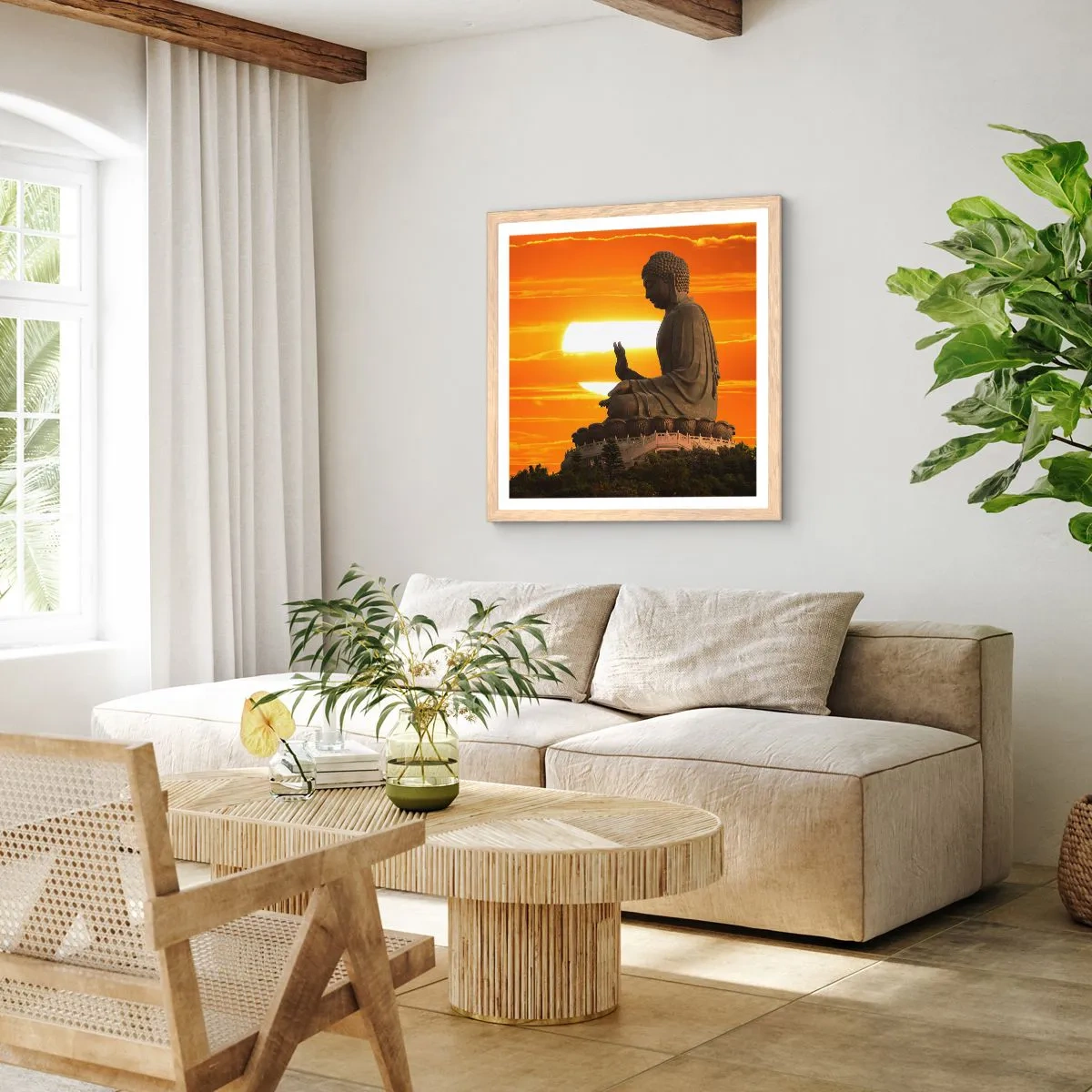 Póster en marco roble claro - Sin miedo al mundo - 60x60 cm