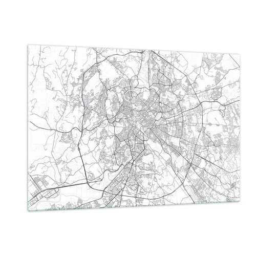 Cuadro sobre vidrio - Impresiones sobre Vidrio - Mapa de Roma con un claro trazado circular de carreteras - 120x80cm - El círculo romano - Decoración de pared moderna para salón y dormitorio ARTTOR