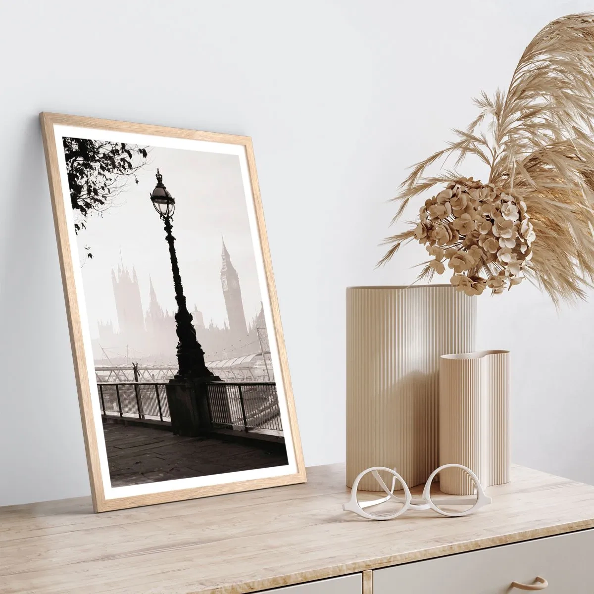 Póster en marco roble claro - La mañana de Londres - 50x70 cm