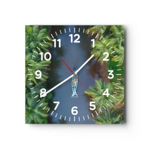 Reloj de pared - Reloj de vidrio - En un sendero tropical - 40x40 cm