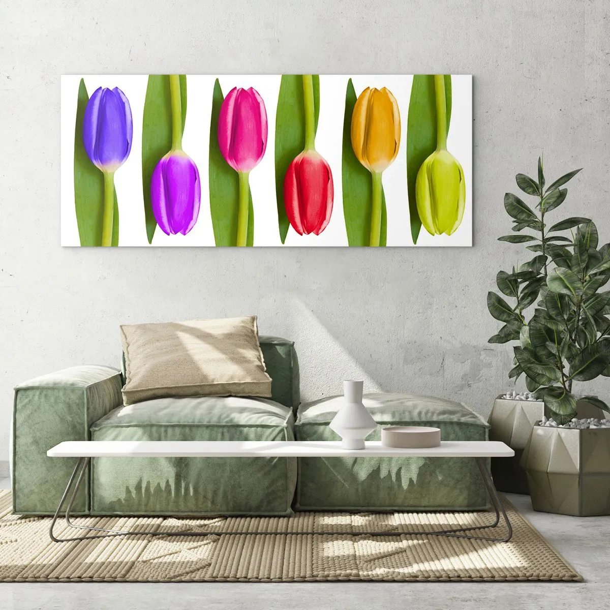 Cuadro sobre vidrio - Impresiones sobre Vidrio - Composición del arco iris - 90x30 cm