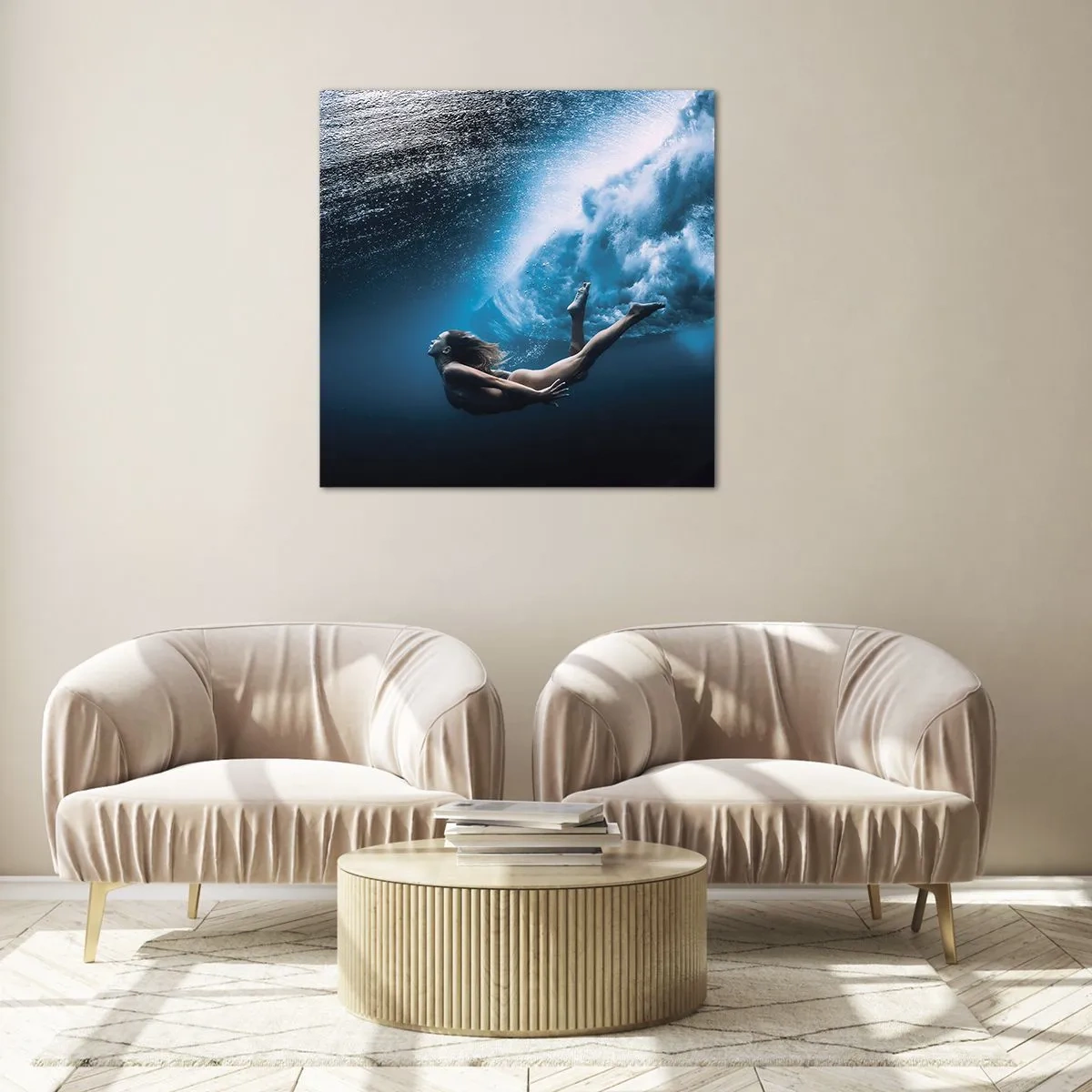 Cuadro sobre vidrio - Impresiones sobre Vidrio - Una sirena contemporánea - 60x60 cm