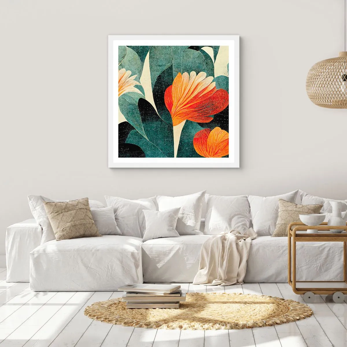 Póster en marco blanco - El calor del trópico y el frescor del verdor - 40x40 cm