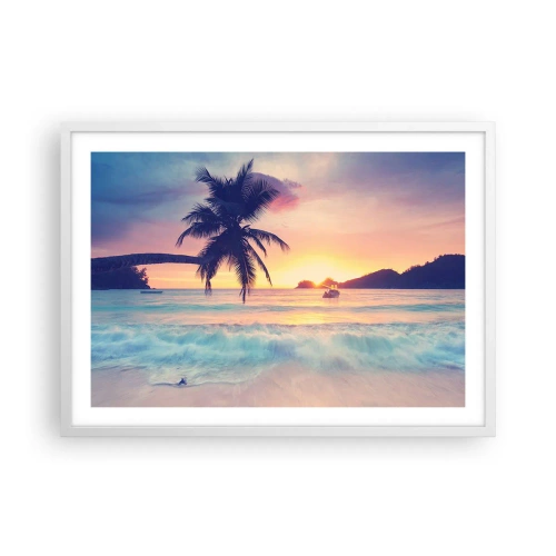 Póster en marco blanco - Atardecer en la bahía - 70x50 cm