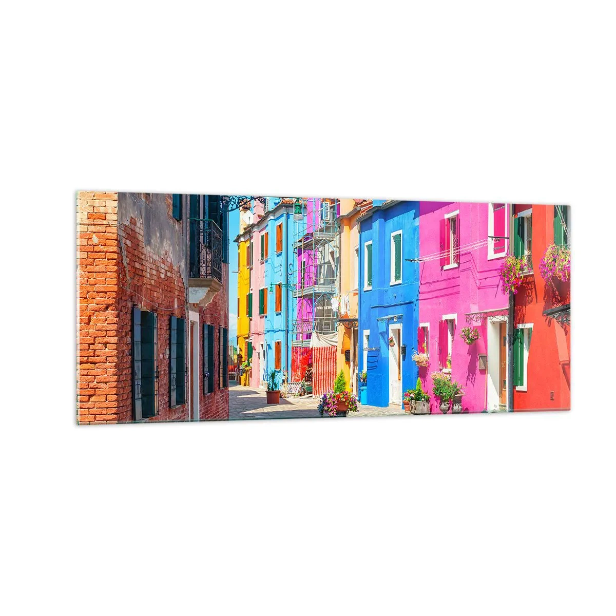 Cuadro sobre vidrio - Impresiones sobre Vidrio - Pueblo colorido - 100x40 cm