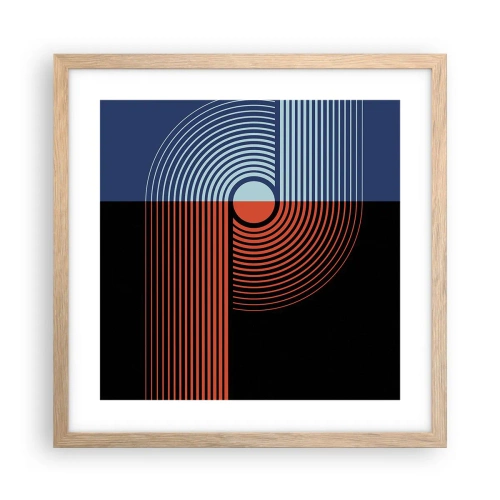 Póster en marco roble claro - En un abrazo geométrico - 40x40 cm