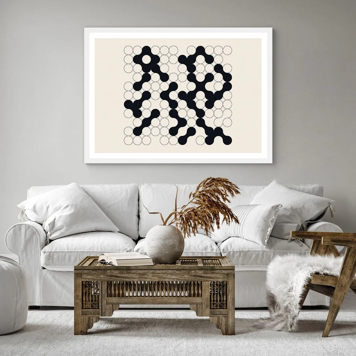 Póster en marco blanco - Juego chino - una variación - 60x60 cm