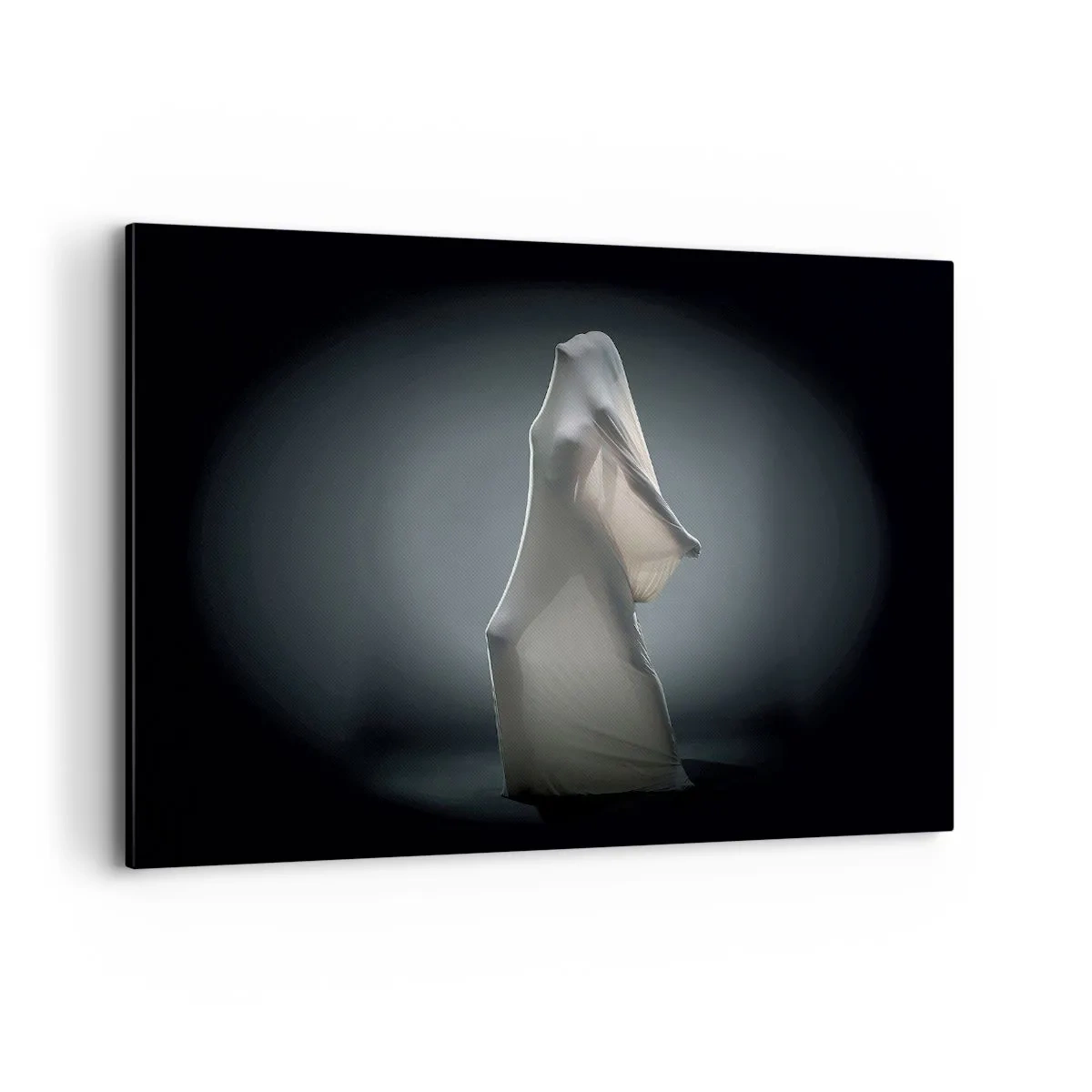 Cuadro sobre lienzo - Impresión de Imagen - Una figura en tela blanca sobre un fondo oscuro. - 120x80cm - Deseos ocultos - Decoración de pared moderna para salón y dormitorio ARTTOR