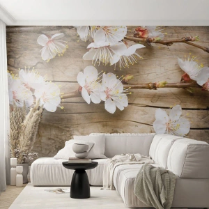Fotomural Premium Sand - Se acerca la primavera - flores, Ramita Con Flores, Naturaleza - 250x175 cm