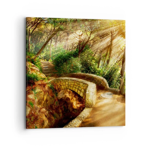 Cuadro sobre lienzo - Impresión de Imagen - Directamente desde el puente hacia el bosque de las hadas - 70x70 cm