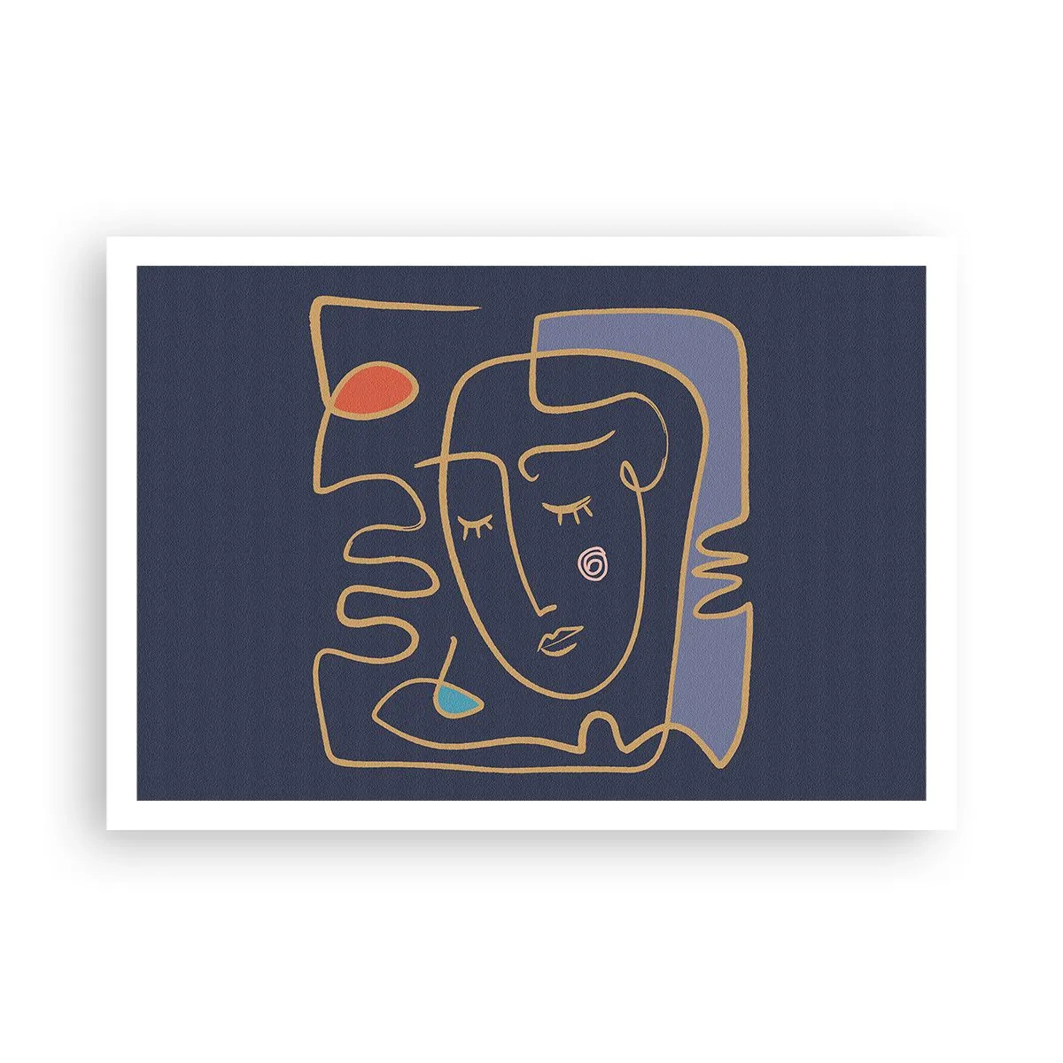 Póster - Retrato de rostro abstracto en estilo minimalista - 100x70cm - En un maravilloso sueño - Decoración de pared moderna para salón y dormitorio ARTTOR