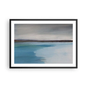Póster en marco negro - Un paisaje minimalista con línea de flotación y horizonte. - 70x50cm - Paisaje horizontal - Decoración de pared moderna para salón y dormitorio ARTTOR