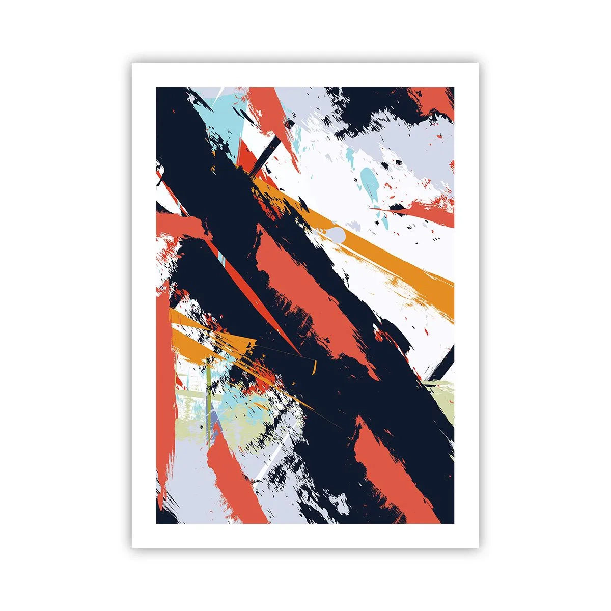 Póster - Composición abstracta con pinceladas dinámicas. - 50x70cm - Composición dinámica - Decoración de pared moderna para salón y dormitorio ARTTOR