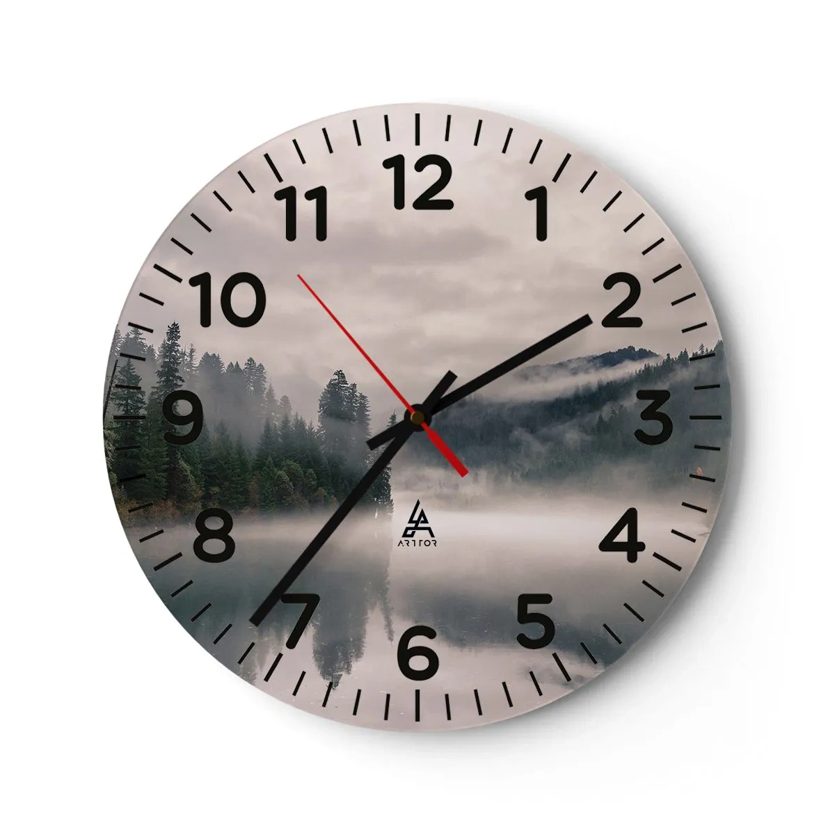 Reloj de pared - Reloj de vidrio - En el ensueño, en la niebla - 40x40 cm