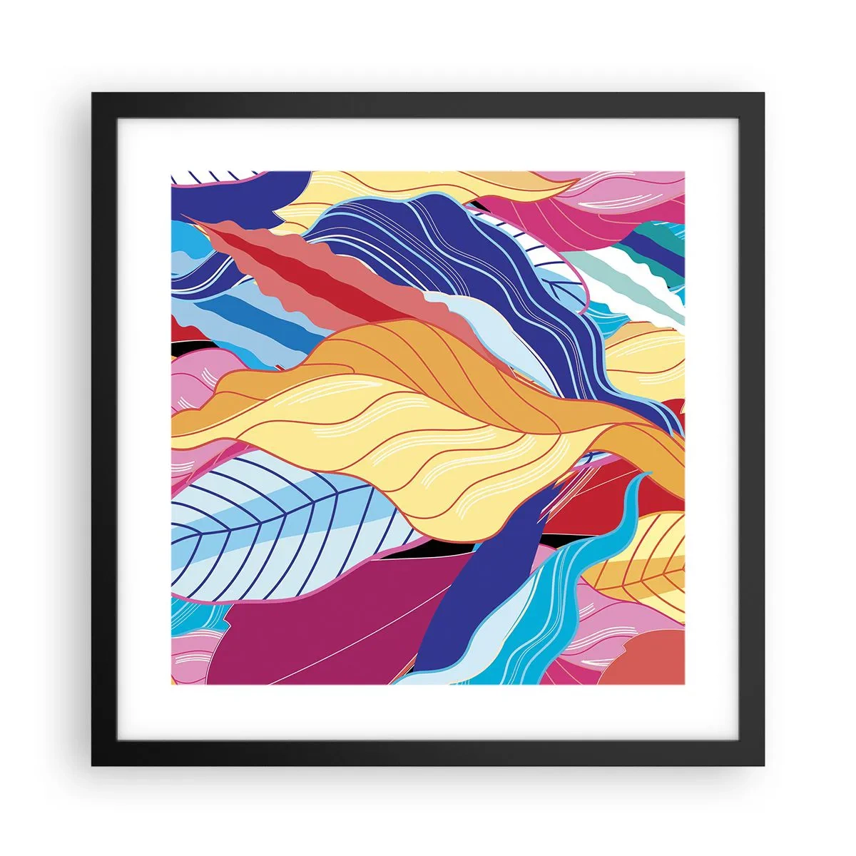Póster en marco negro - Desorden colorido - 40x40 cm