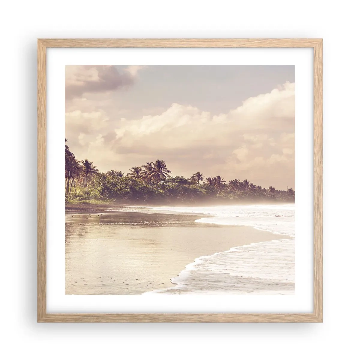 Póster en marco roble claro - La caricia de las olas - 50x50 cm