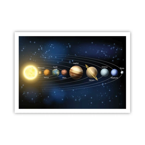 Póster - Diagrama del sistema solar con planetas y el sol. - 100x70cm - Uno de diez - Decoración de pared moderna para salón y dormitorio ARTTOR