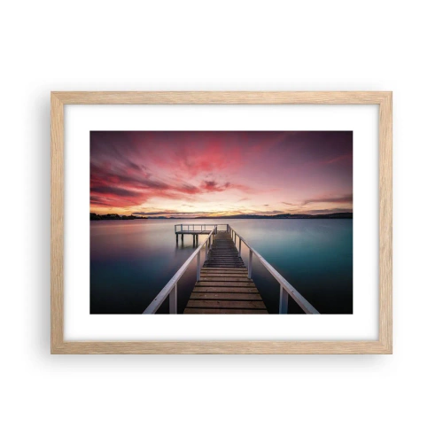 Póster en marco roble claro - La suave llama del atardecer - 40x30 cm