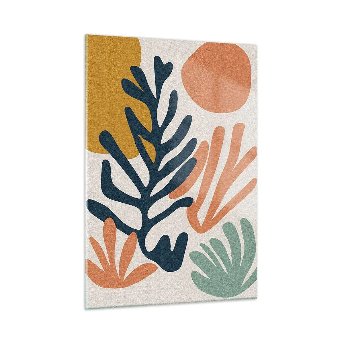 Cuadro sobre vidrio - Impresiones sobre Vidrio - Gráficos coloridos con motivos vegetales y corales. - 50x70cm - Mares de coral - Decoración de pared moderna para salón y dormitorio ARTTOR