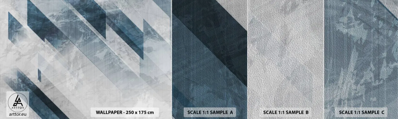 Muestra de fotomural Premium Sand - Composición espacial - movimiento de grises - Abstracción, Pedazo, Patrón moderno - 100x30 cm