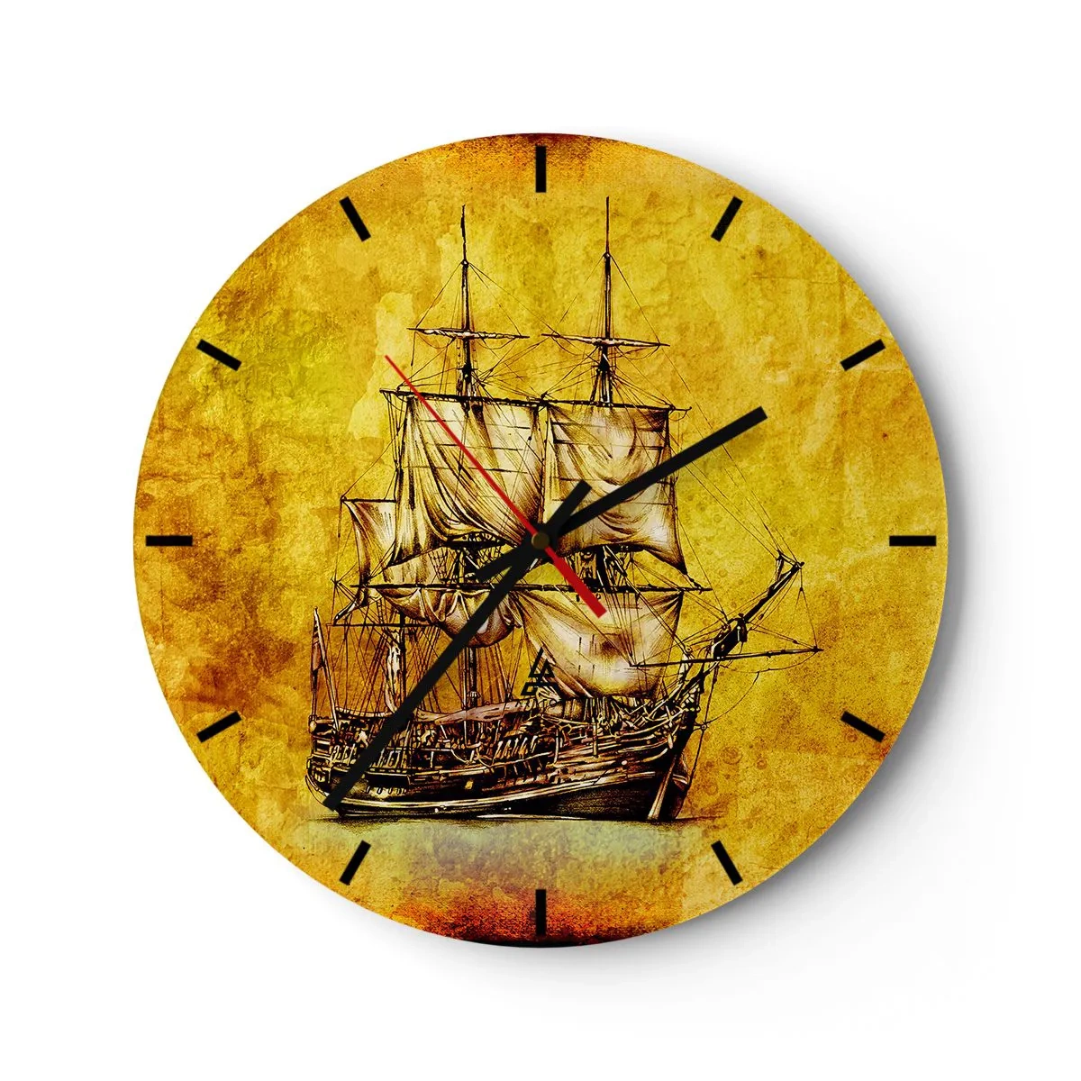 Reloj de pared - Reloj de vidrio - ¡Rumbo a la isla Tortuga! - 40x40 cm
