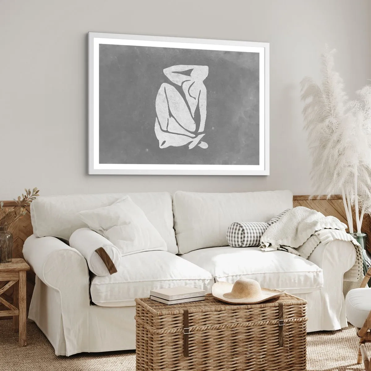 Póster en marco blanco - En sus pensamientos - 91x61 cm