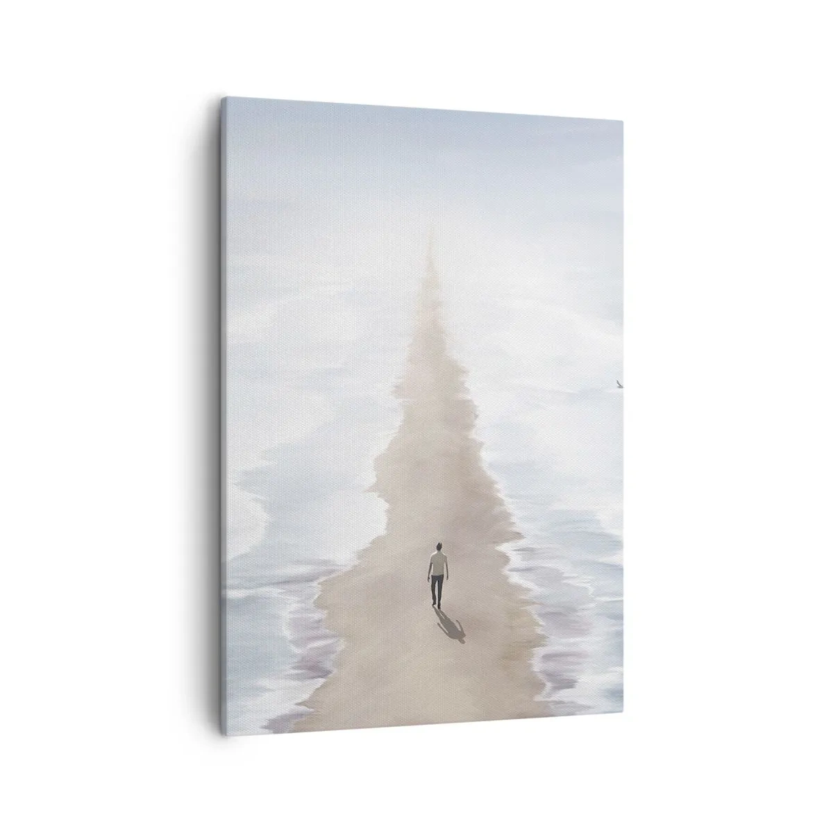 Cuadro sobre lienzo - Impresión de Imagen - Una figura en un camino solitario en medio de un vasto paisaje acuático. - 50x70cm - Un futuro brillante - Decoración de pared moderna para salón y dormitorio ARTTOR
