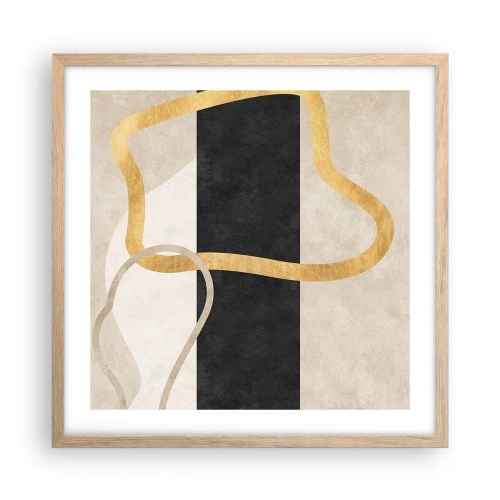 Póster en marco roble claro - Formas en bucle - 50x50 cm