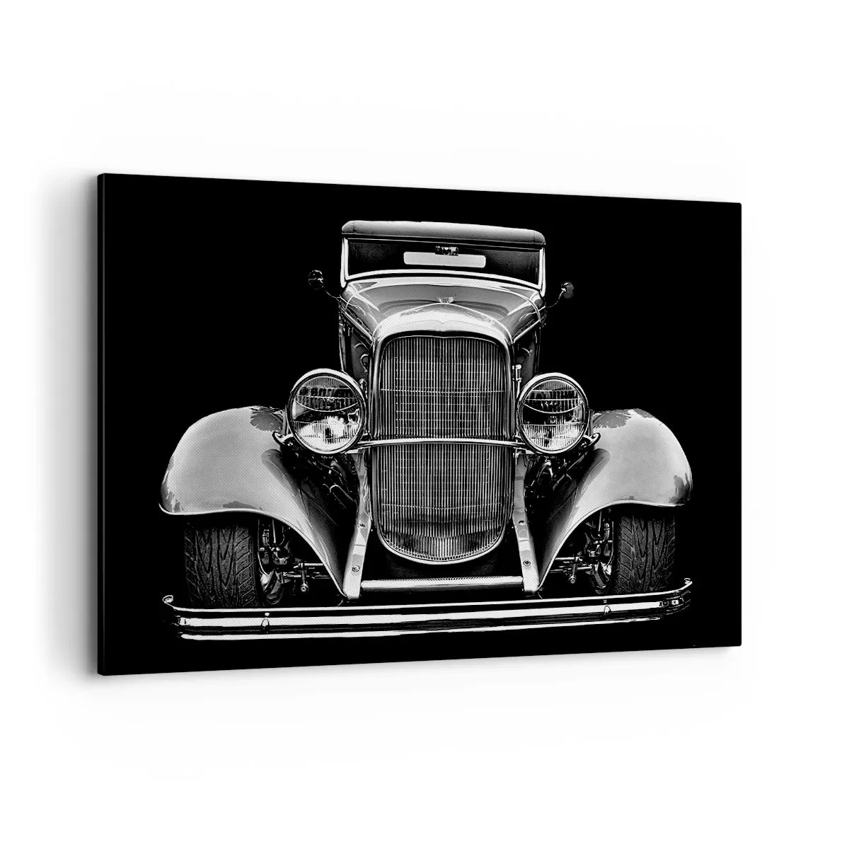 Cuadro sobre lienzo - Impresión de Imagen - Un coche clásico en blanco y negro. - 120x80cm - Un verdadero caballero - Decoración de pared moderna para salón y dormitorio ARTTOR