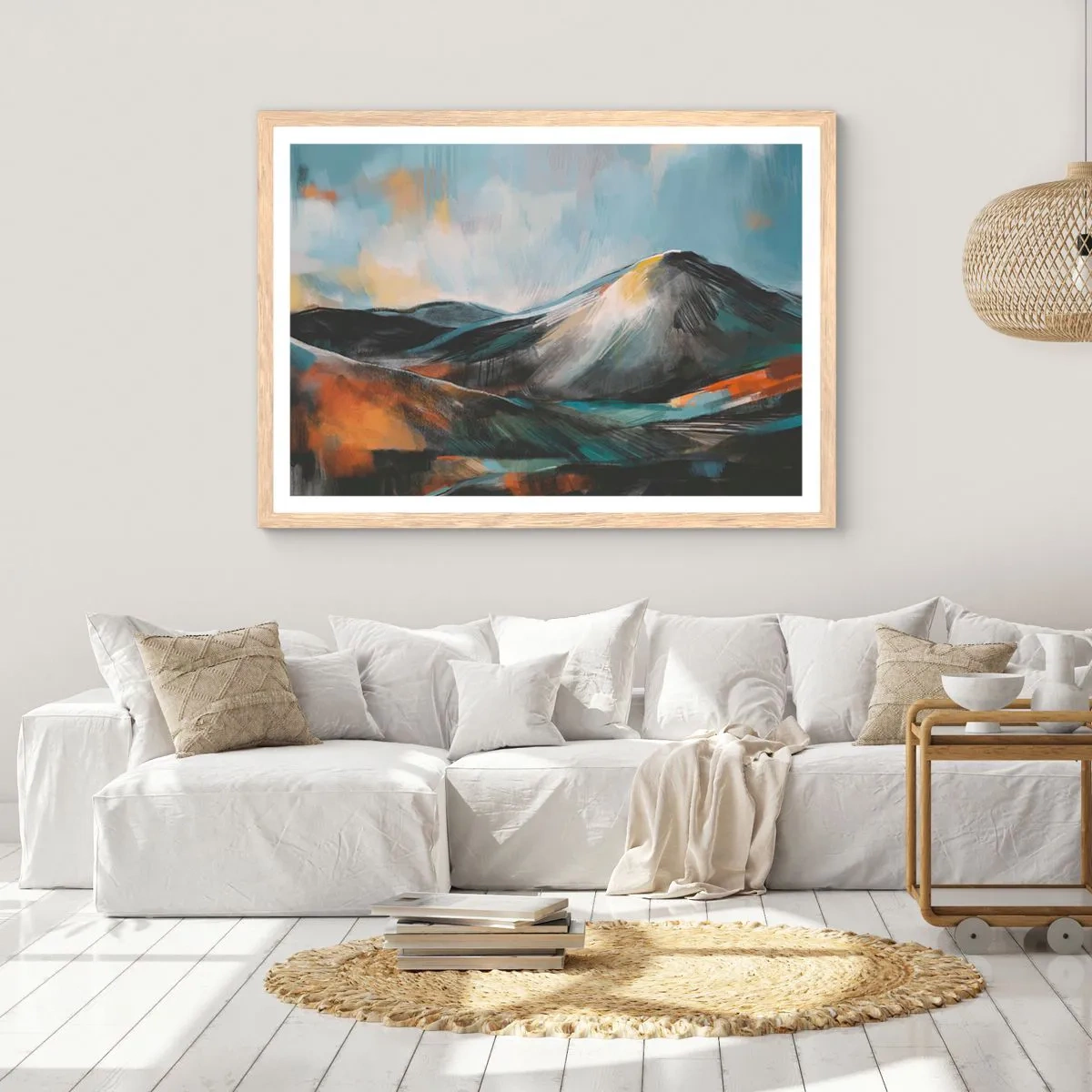 Póster en marco roble claro - Crudo y bello - 100x70 cm