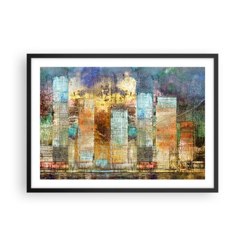 Póster en marco negro - Rascacielos abstractos de estilo industrial - 70x50cm - Metrópolis soleada - Decoración de pared moderna para salón y dormitorio ARTTOR