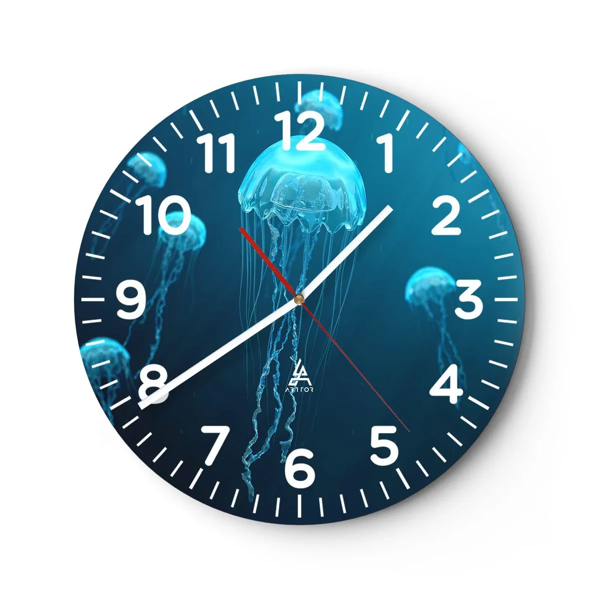 Reloj de pared - Reloj de vidrio - Danza oceánica - 40x40 cm