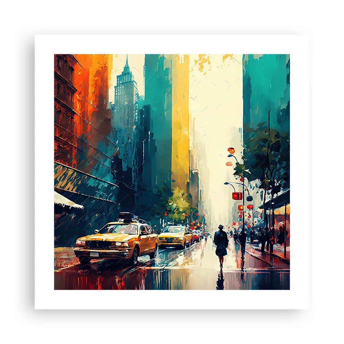 Póster - Nueva York - hasta la lluvia es colorida - 50x50 cm