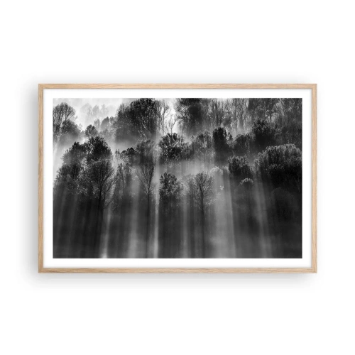 Póster en marco roble claro - En los flujos de luz - 91x61 cm
