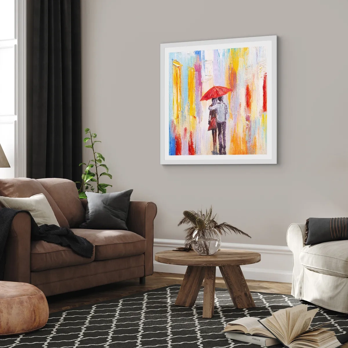 Póster en marco blanco - Que siga lloviendo - 40x40 cm