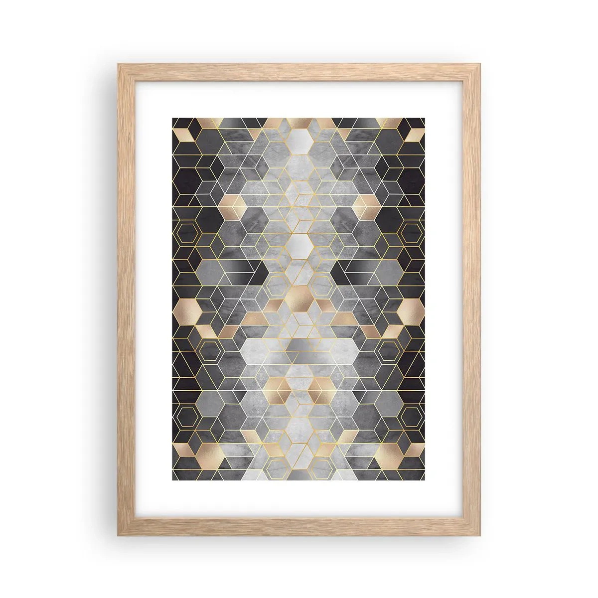 Póster en marco roble claro - Composición de diamantes - 30x40 cm