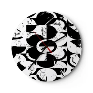 Reloj de pared - Reloj de vidrio - El blanco es blanco y el negro es negro - 40x40 cm