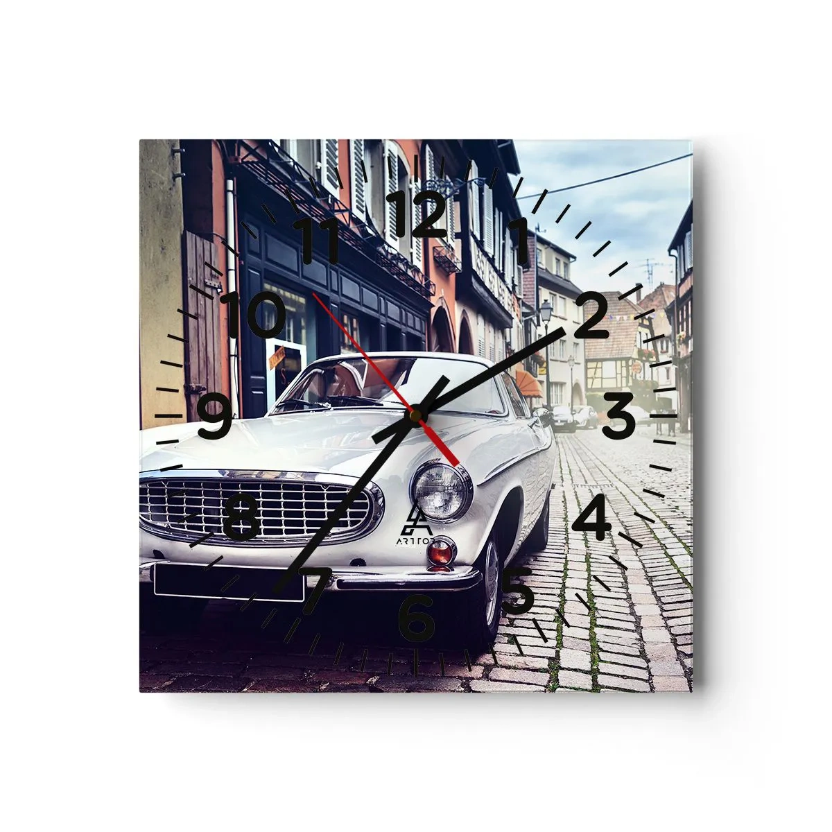 Reloj de pared - Reloj de vidrio - El pasado está aquí - 40x40 cm