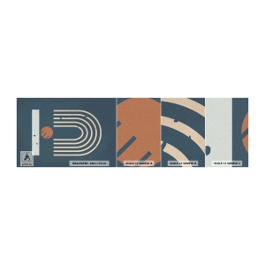 Muestra de fotomural autoadhesivo Deluxe Sticker - Geometría sobre azul marino - Abstracción, Pedazo, Gráficos - 100x30 cm