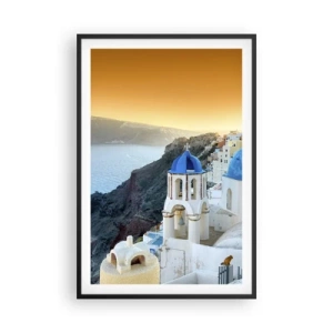 Póster en marco negro - Santorini - el abrazo a las rocas - 61x91 cm