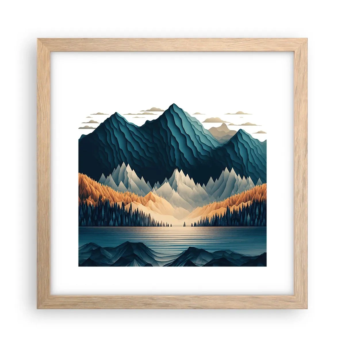 Póster en marco roble claro - Paisaje perfecto de montañas - 30x30 cm