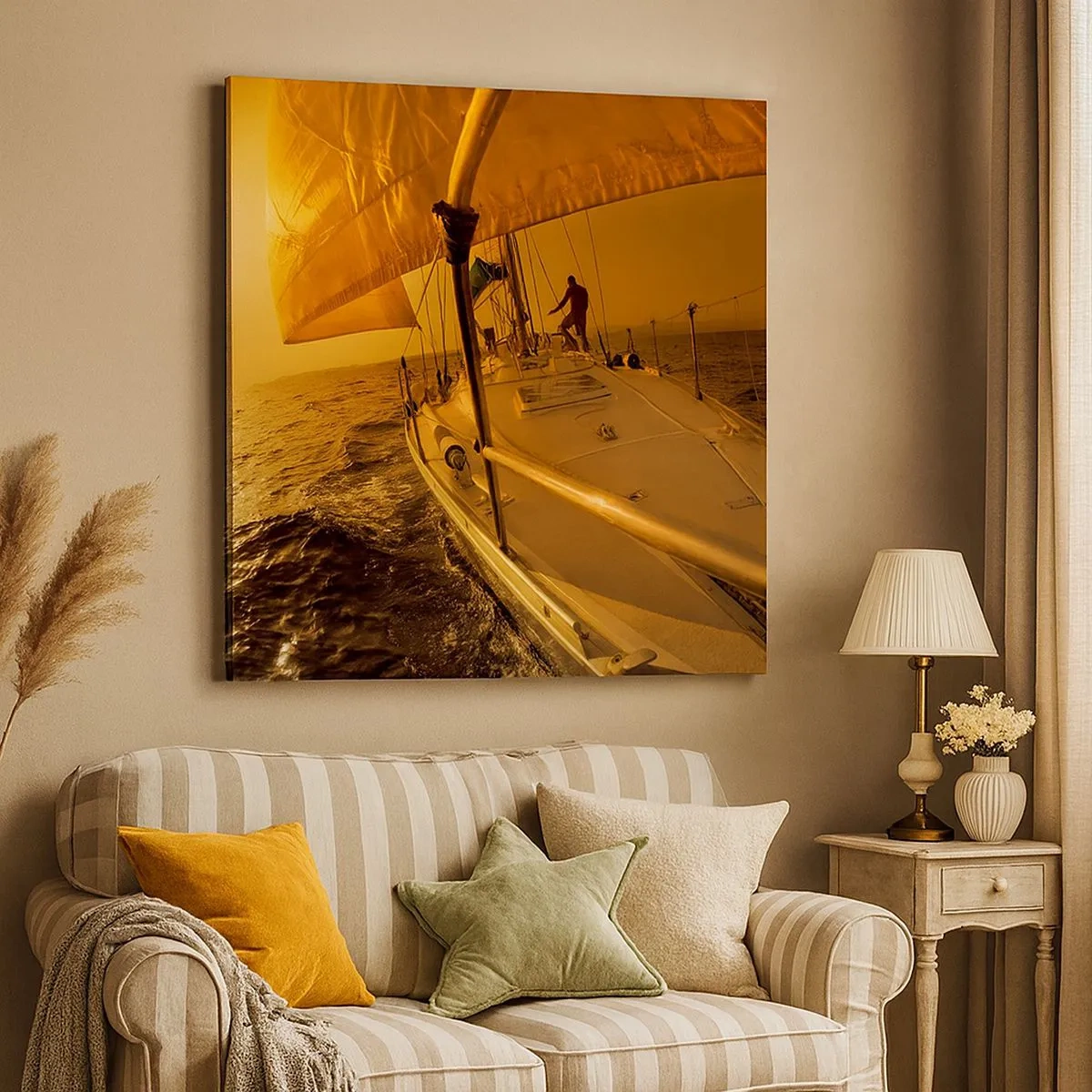 Cuadro sobre lienzo - Impresión de Imagen - Atardecer dorado tras un día multicolor - 30x30 cm