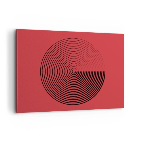 Cuadro sobre lienzo - Impresión de Imagen - Círculos concéntricos sobre fondo rojo - 100x70cm - Movimiento circular - Decoración de pared moderna para salón y dormitorio ARTTOR