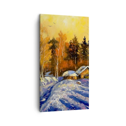 Cuadro sobre lienzo - Impresión de Imagen - Una impresión invernal al sol - 45x80 cm